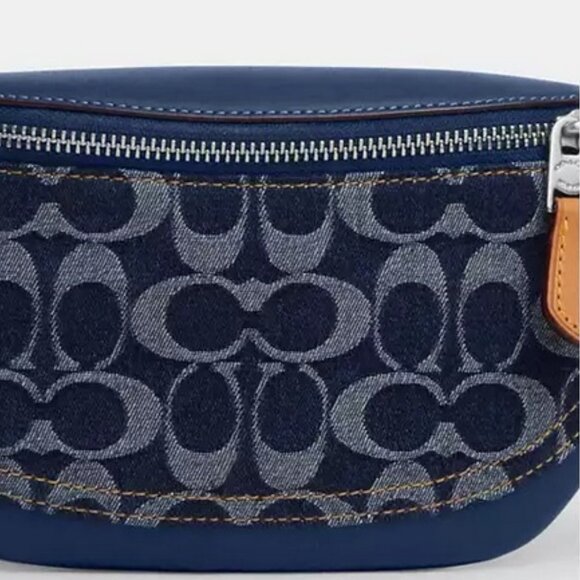 Coach Deep Blue Signature Denim Belt Bag & Card Wallet Double Bundle, NWT - Picture 4 of 9